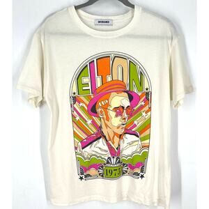 Daydreamer Elton John 1975 Boyfriend Tee White Small NWOT
